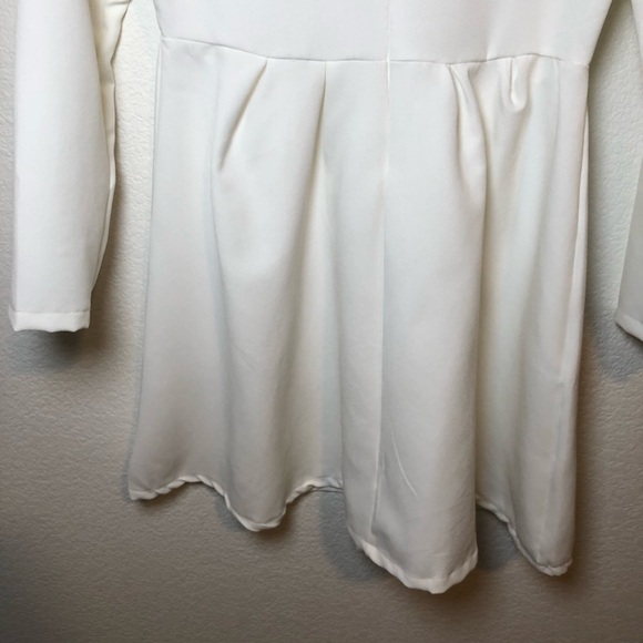 NWOT White Pearl Detailed Long Sleeve Fit and Flare Mini Dress Size L - Picture 8 of 10